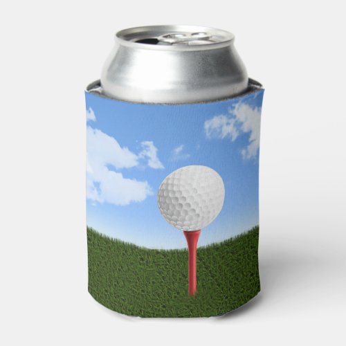 Golf Ball on Tee Sky  Grass Can Cooler