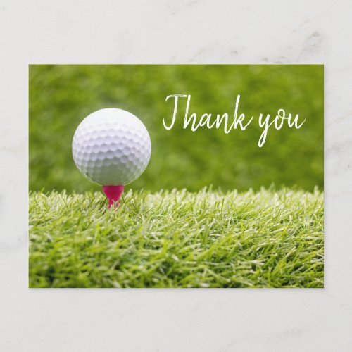 Golf ball on tee  Thank you card