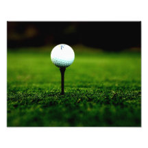 Golf Ball on Tee with Green Turf Photo Print