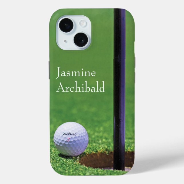 Golf ball on the edge of cup Close-up Personalize Case-Mate iPhone Case (Back)