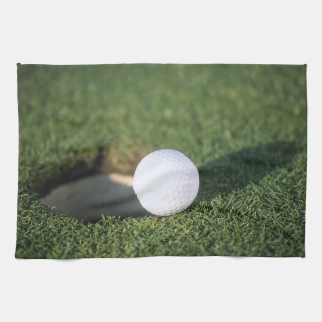 Golf Ball on the edge of hole Towel (Horizontal)