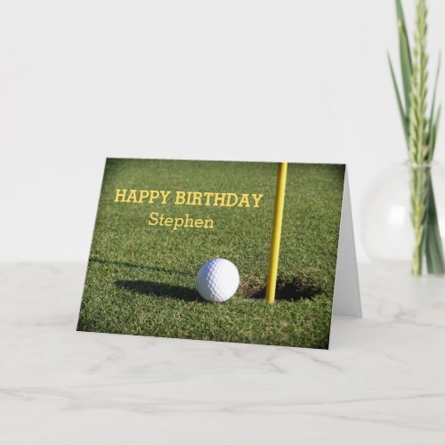 Golf Ball on the Green Birthday Custom Card