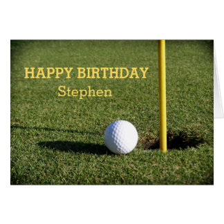 Golf Ball on the Green Birthday Custom Card