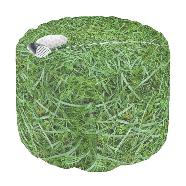 Golf Ball on Wet Grass Pouf (Angled Back)