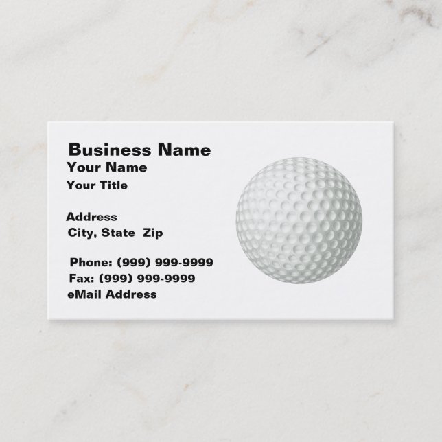 Golf Ball (on White BG) Business Card (Front)