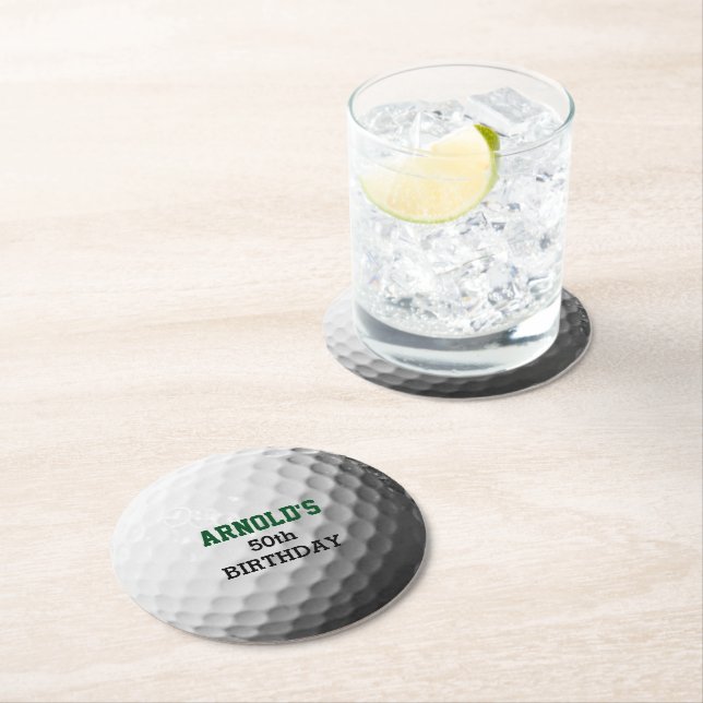 Golf Ball Party Round Paper Coaster (Insitu)
