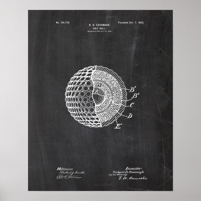 Golf Ball Patent Poster (Front)