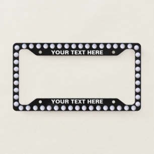 Golf Ball Pattern Black Custom Text License Plate Frame