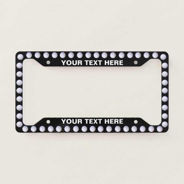 Golf Ball Pattern Black  Custom Text License Plate Frame (Front)