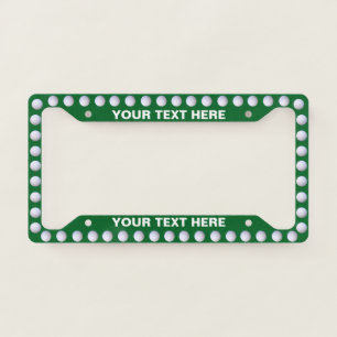 Golf Ball Pattern Green Custom Text License Plate Frame