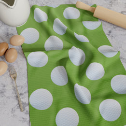 Golf Ball Pattern Green Kitchen Towel
