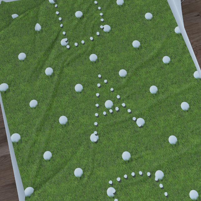 Golf Ball Pattern Large Green Fleece Blanket (A large blanket waiting for you to add your initials. Perfect gift for golfers!)