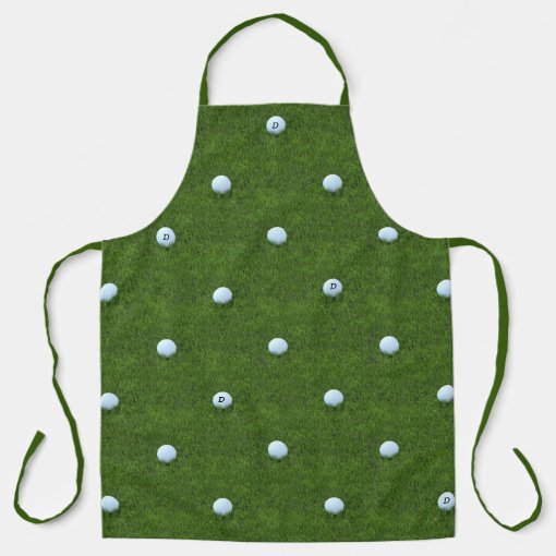 Golf Ball Pattern Monogram Green Apron for Golfers Zazzle
