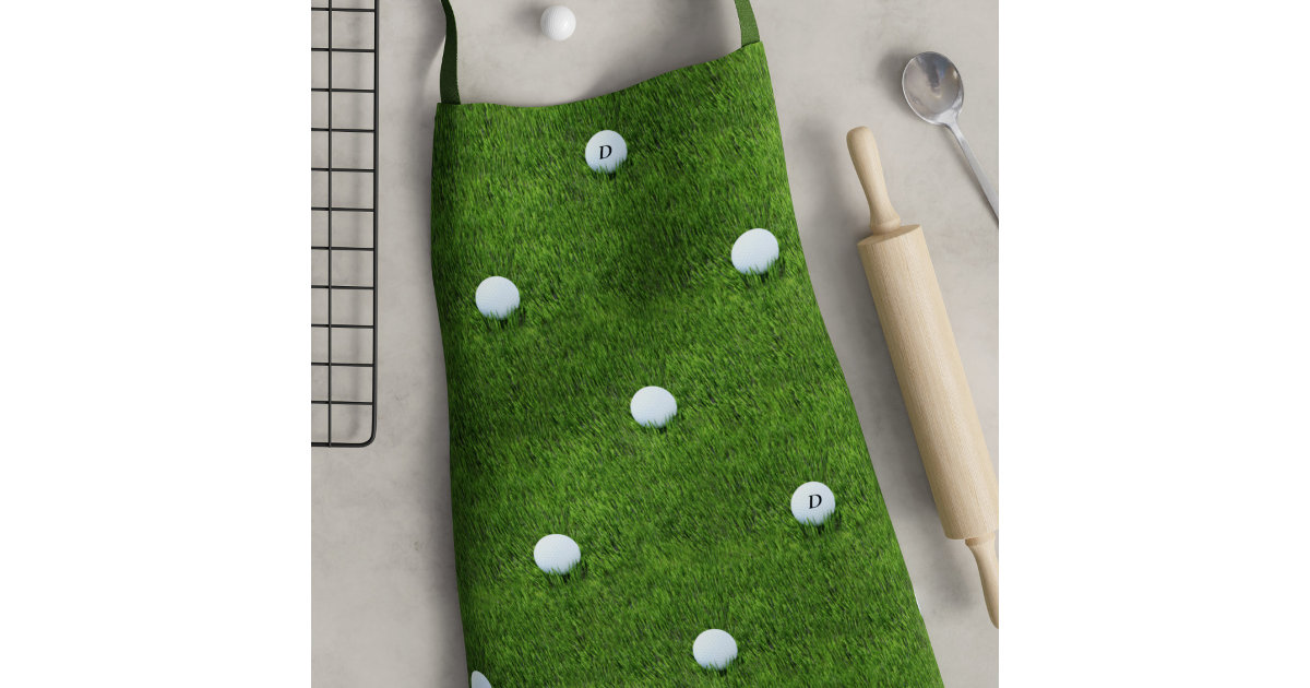 Golf Ball Pattern Monogram Green Apron for Golfers Zazzle