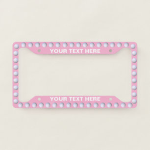 Golf Ball Pattern Pink Custom Text License Plate Frame