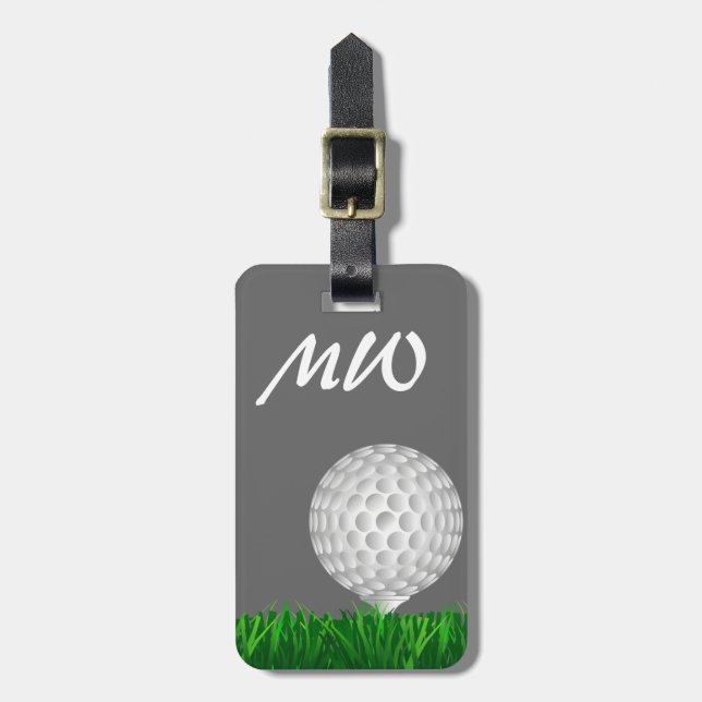 Golf ball personalized golfer luggage tag (Front Vertical)