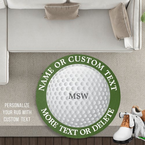Golf Ball Personalized Golfer Name Golf Club Rug