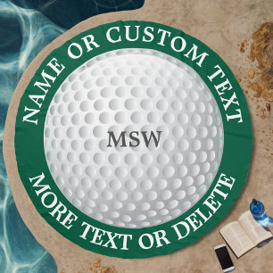 Golf Ball, Personalized Golfer Name, Monogram Beach Towel
