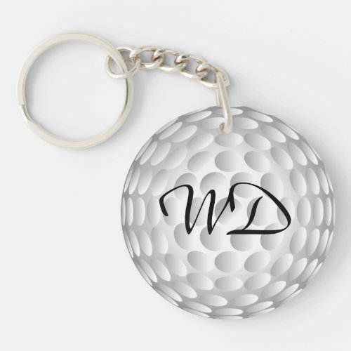 Golf ball personalized monogram keychain