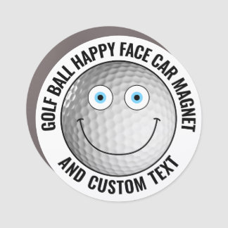 Golf Ball Personalized Text Custom Happy Face 3" Car Magnet