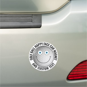 Golf Ball Personalized Text Custom Happy Face 5" Car Magnet