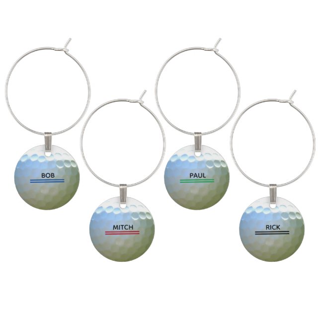 Golf Ball Personalized Wine Charm (Staggered)