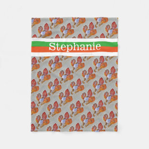 Golf ball Personalized with name orange and green Fleece Blanket
