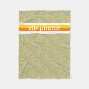 Golf ball Personalized with name orange & yellow Fleece Blanket