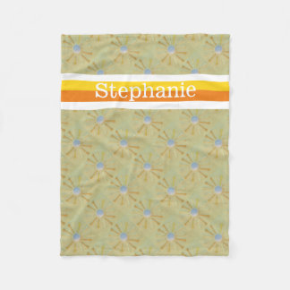 Golf ball Personalized with name orange & yellow Fleece Blanket