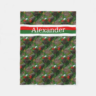 Golf ball Personalized with name Red & Green Fleece Blanket