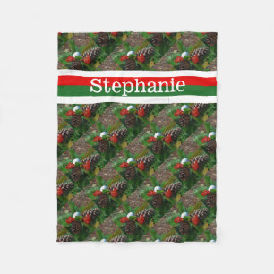 Golf ball Personalized with name Red & Green Fleece Blanket