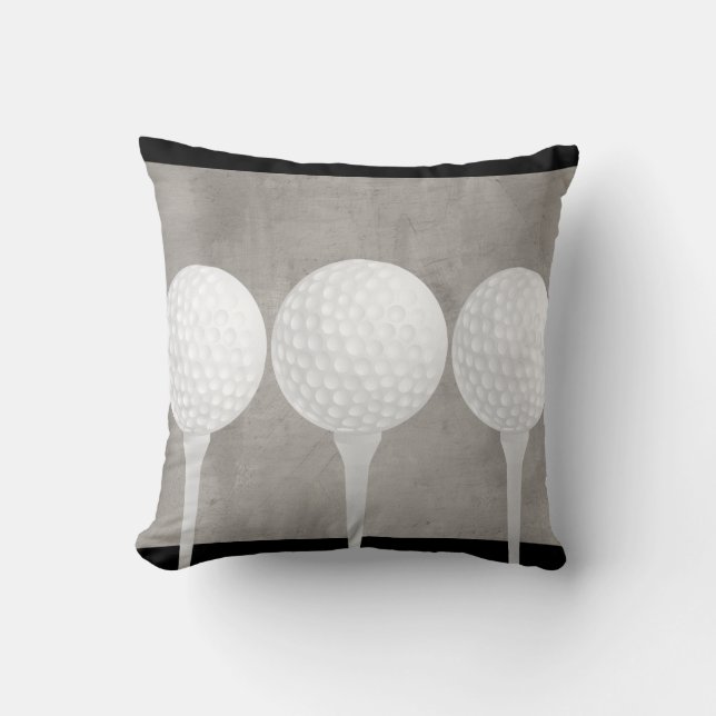 golf ball pillow design distressed gray (Front)