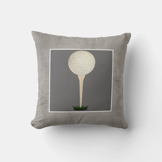 golf ball pillow photo art on gray (Front)