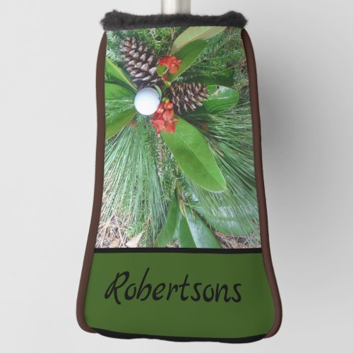 Golf ball pine cones and evergreens Christmas Golf Head Cover