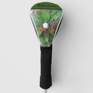 Golf ball pine cones and evergreens Christmas Head Cover