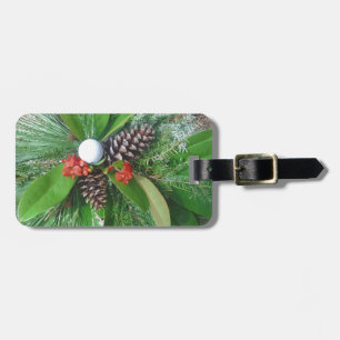 Golf ball pine cones and evergreens Christmas Luggage Tag