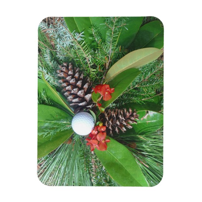 Golf ball pine cones and evergreens Christmas Magnet (Vertical)