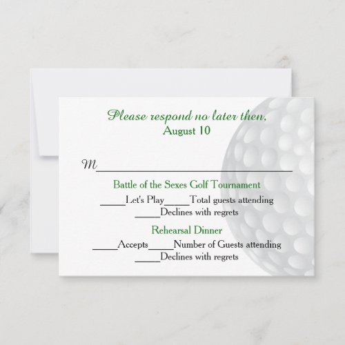 Golf Ball Pre Wedding Festivities RSVP Card