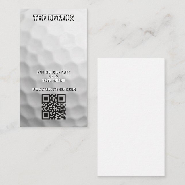 Golf Ball QR Code Details Enclosure Card (Front/Back)