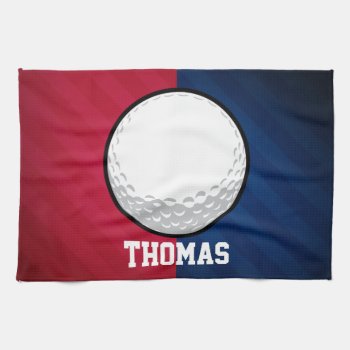 Golf Ball; Red  White  And Blue Towel by Birthday_Party_House at Zazzle