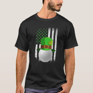 Golf Ball Retro USA Flag Shamrock Leprechaun St Pa T-Shirt