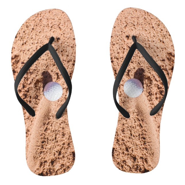 Golf Ball Sand Bunker Funny Custom Created Flip Flops (Footbed)