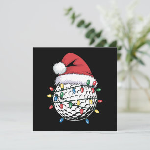Golf Ball Santa Hat Christmas Golfing Xmas Lights Holiday Card