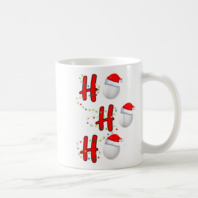 Golf Ball Santa Hat Ho Ho Ho Men Women Christmas X Coffee Mug (Right)