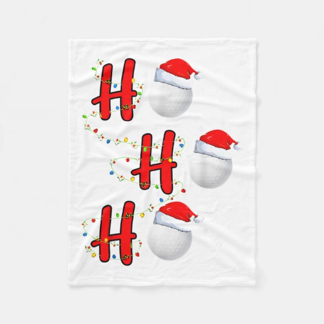 Golf Ball Santa Hat Ho Ho Ho Men Women Christmas X Fleece Blanket (Front)