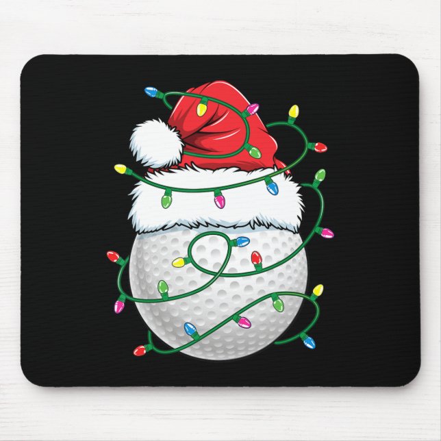 Golf Ball Santa Hat Men Womens Christmas Golfing X Mouse Pad (Front)