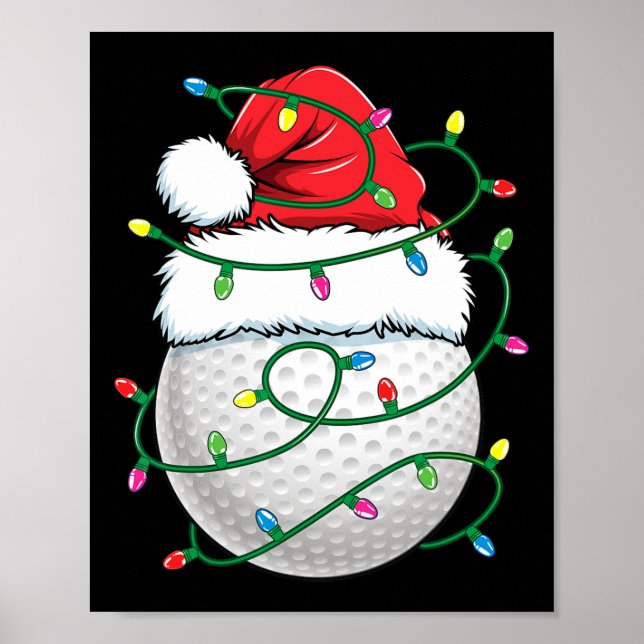Golf Ball Santa Hat Men Womens Christmas Golfing X Poster (Front)