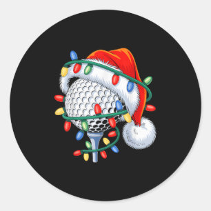 Golf Ball Santa Hat Xmas Funny Christmas Boys Men Classic Round Sticker