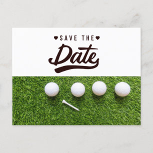Golf ball save the date postcard