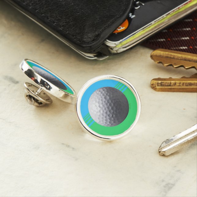 Golf Ball silver plated lapel pin (In Situ)